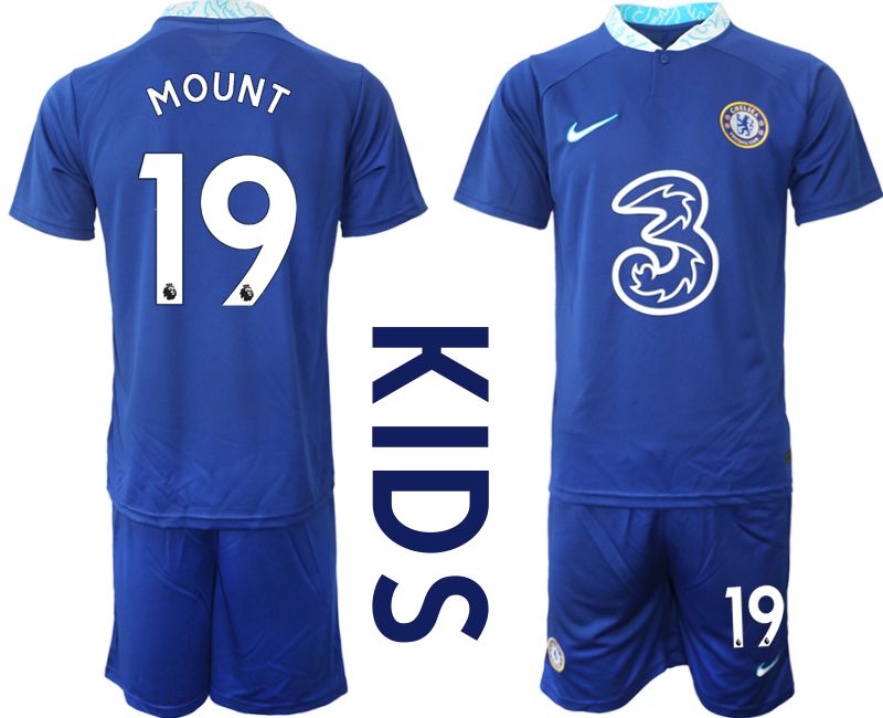 Youth 2022-2023 Club Chelsea FC home blue #19 Soccer Jersey